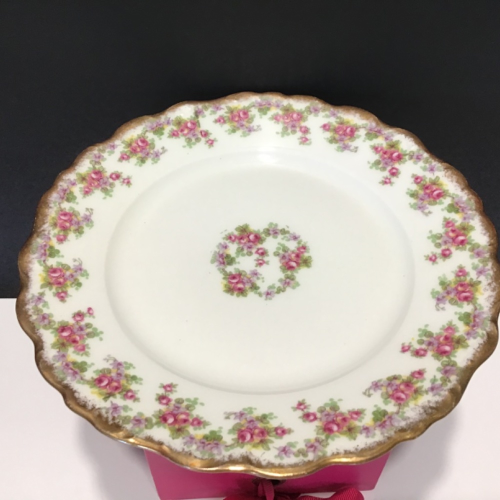 Limoges Pink Roses Plate - Picture 8 of 8